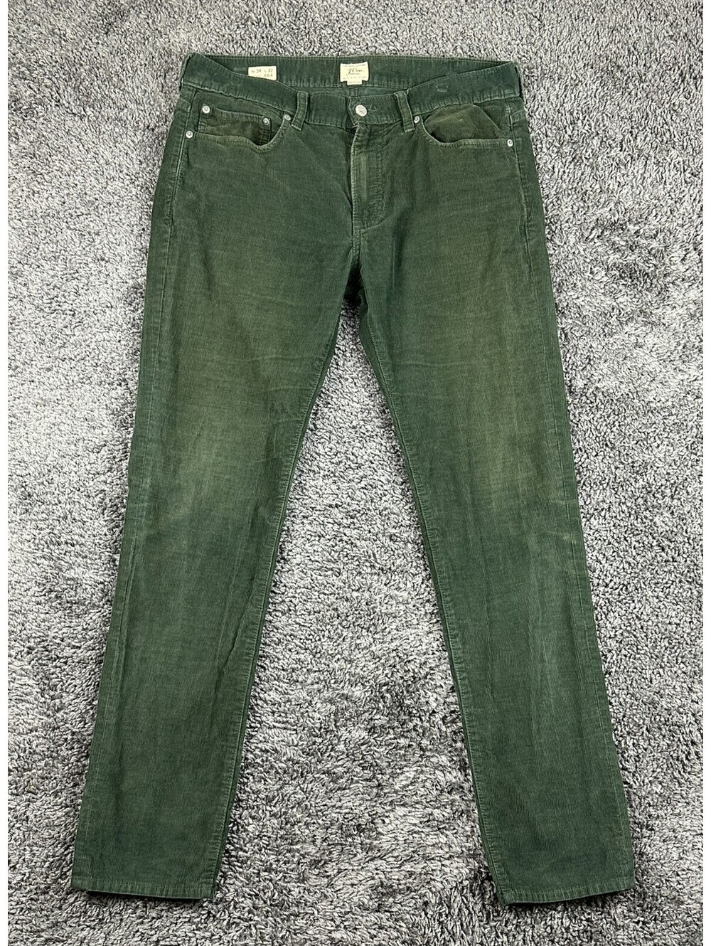 J.Crew Mens 34x32 Green Corduroy Pants 484 Slim Fit Cotton Casual Trousers